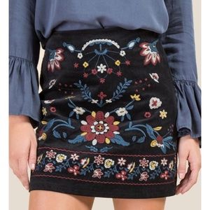 Franchescas Miami Embroidered floral suede skirt